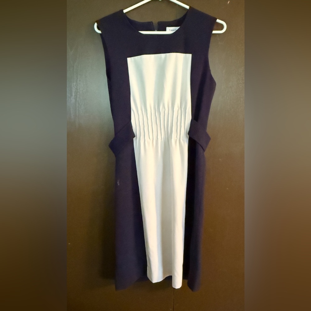 Calvin Klein Black and White Midi Dress size 8